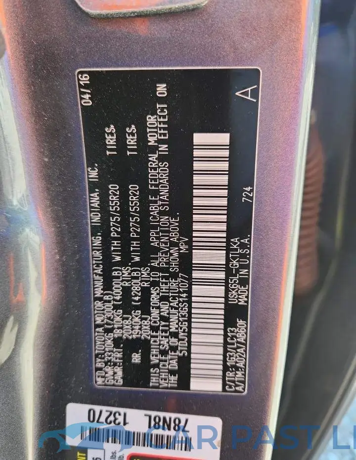5TDJY5G13GS141077# 13