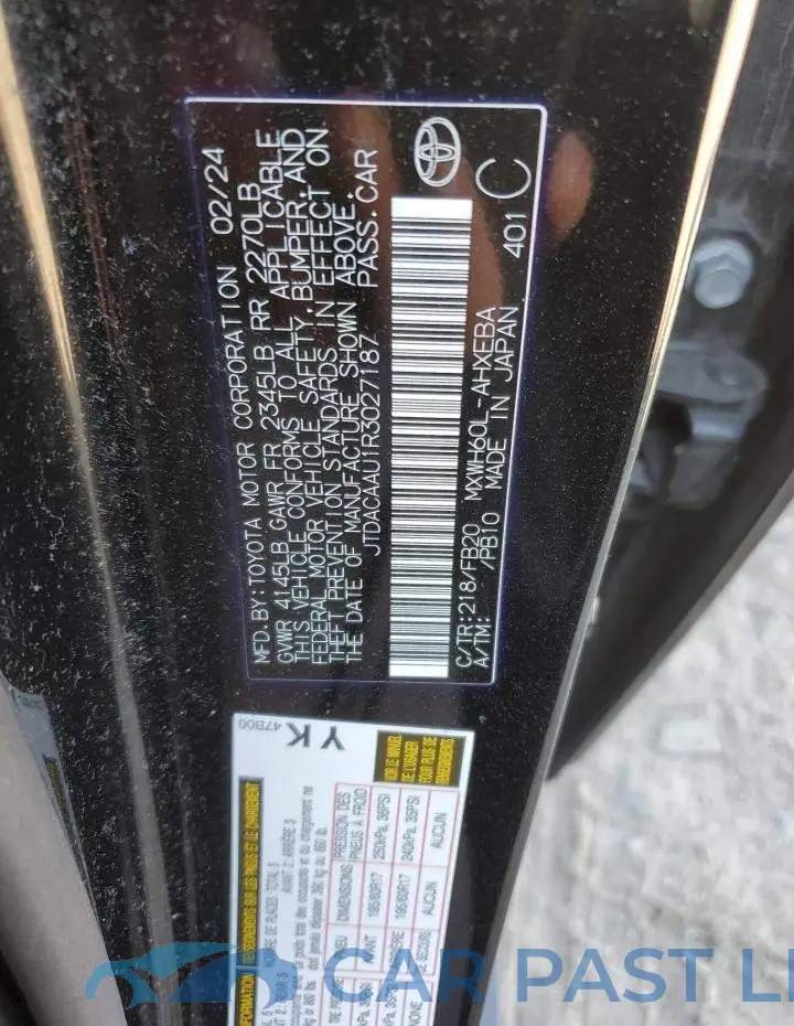 JTDACAAU1R3027187# 12