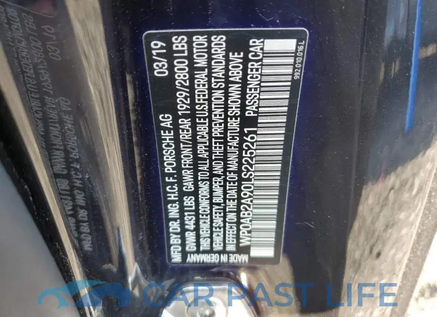 WP0AB2A90LS225261# 12