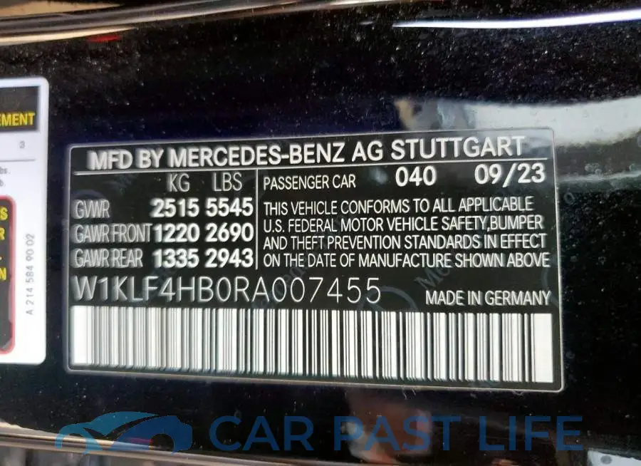 W1KLF4HB0RA007455# 12