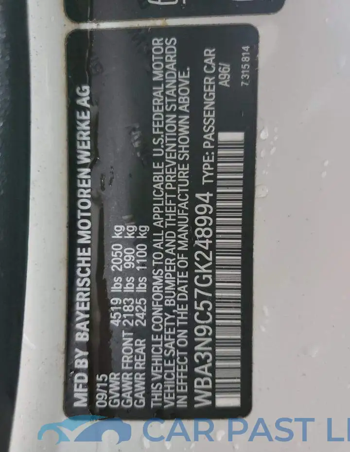 WBA3N9C57GK248994# 13