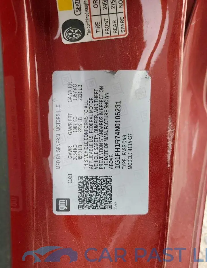 1G1FH1R74N0105231# 12