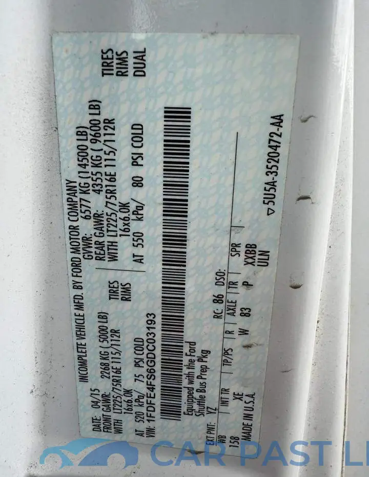 1FDFE4FS6GDC03193# 11