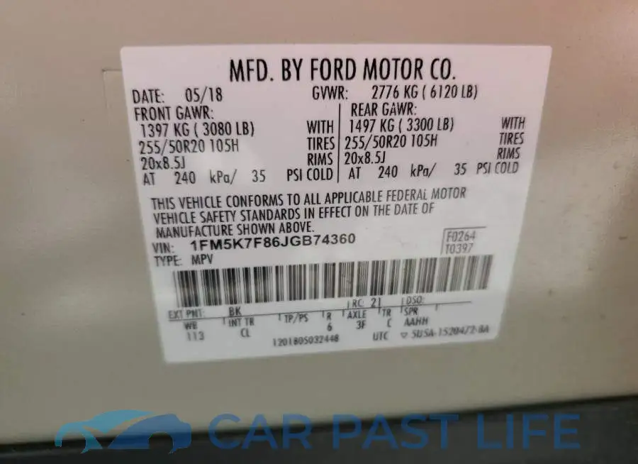 1FM5K7F86JGB74360# 13
