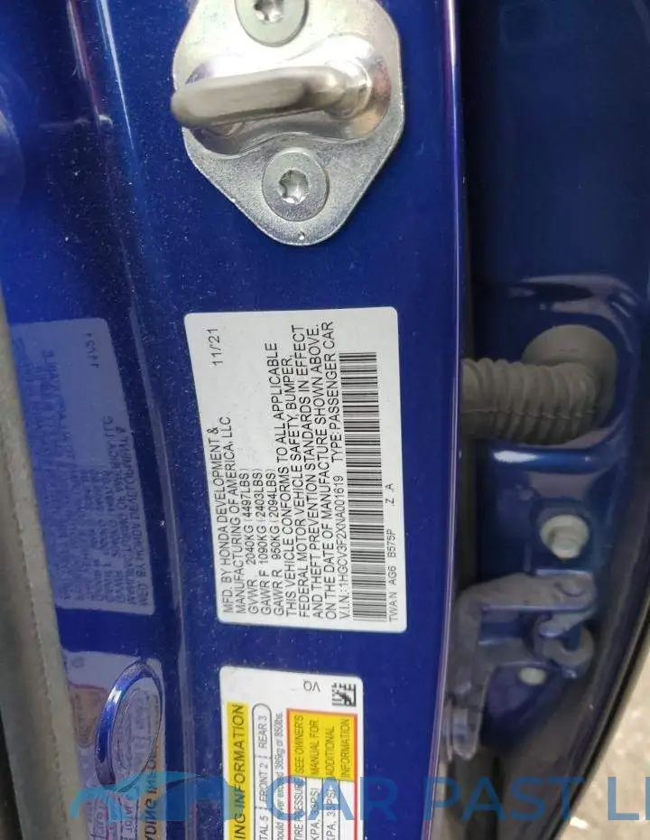 1HGCV3F2XNA001619# 12