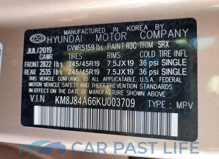 KM8J84A66KU003709# 12
