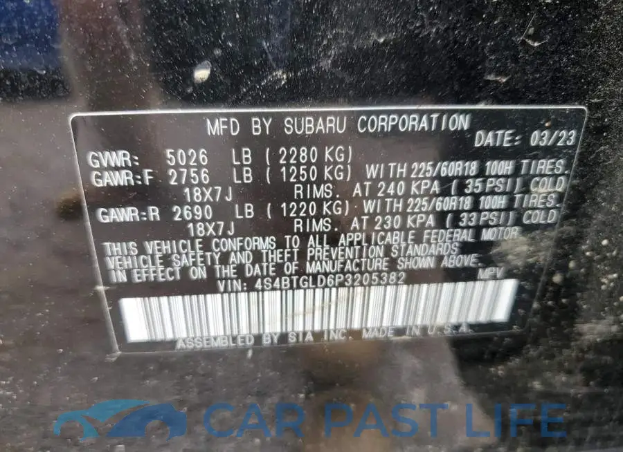 4S4BTGLD6P3205382# 13