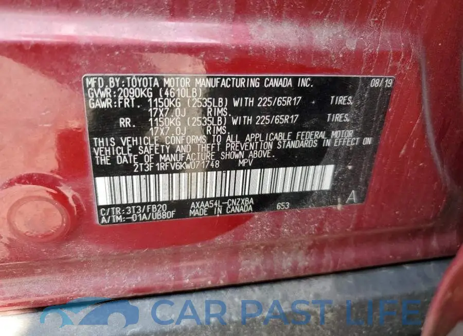 2T3F1RFV6KW071748# 13