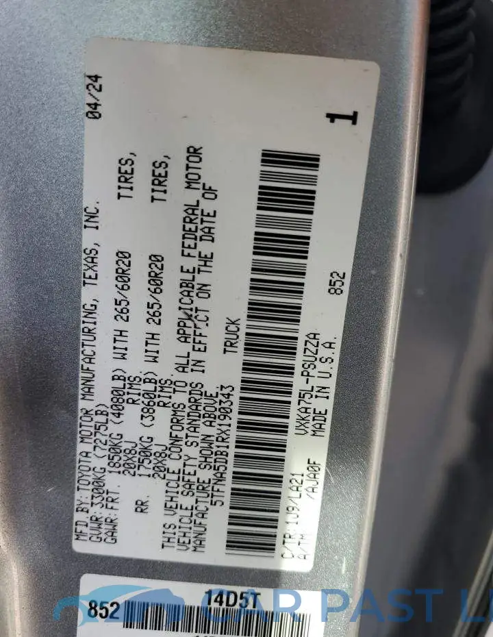 5TFNA5DB1RX190343# 13