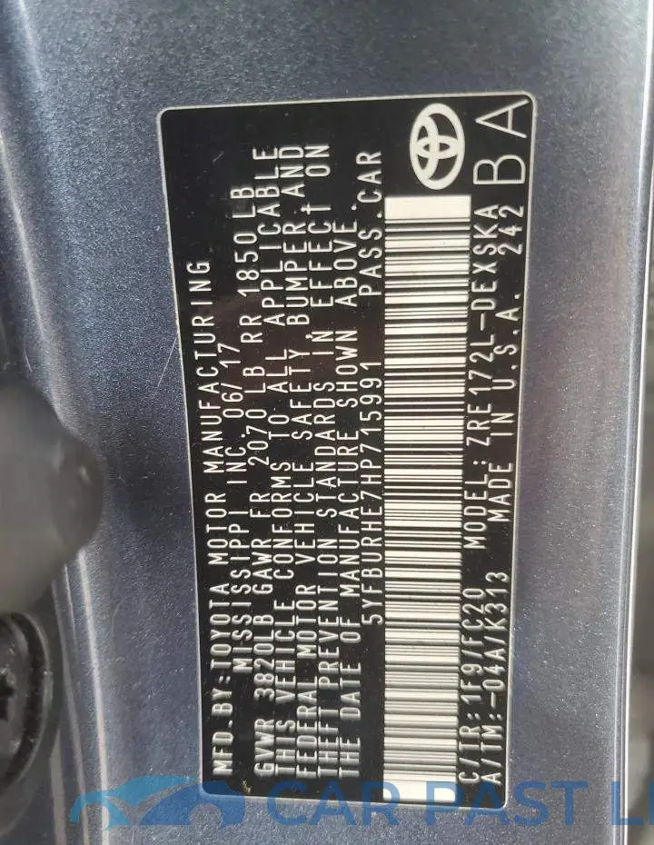 5YFBURHE7HP715991# 13