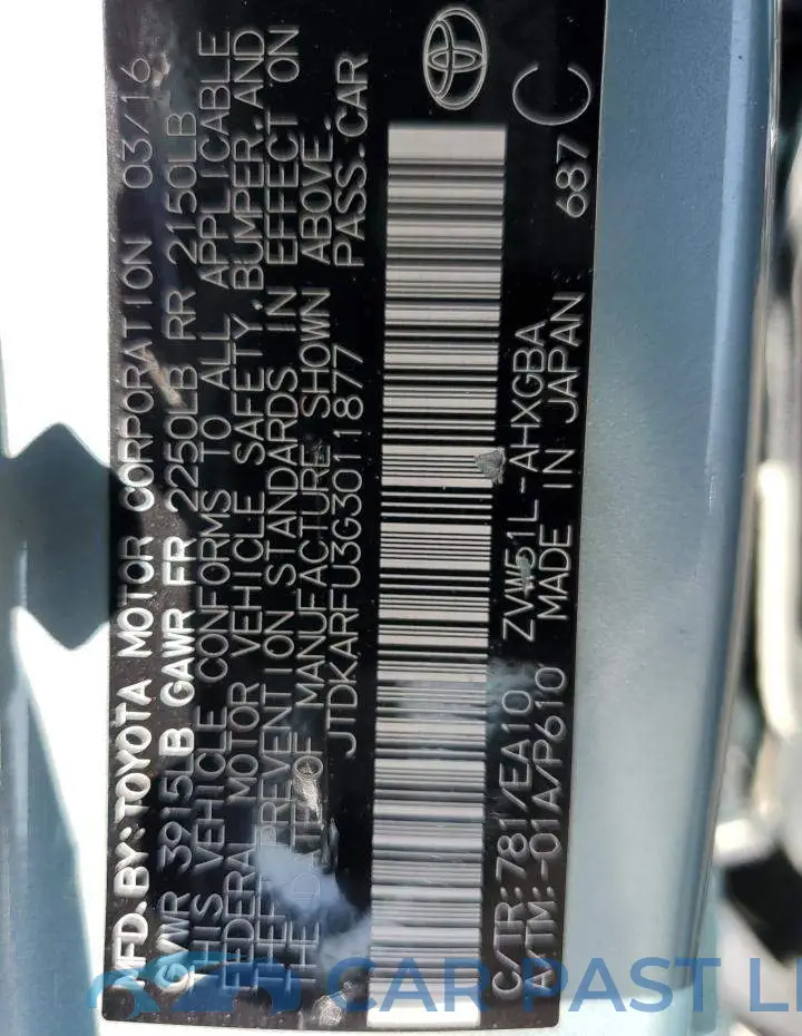 JTDKARFU3G3011877# 13