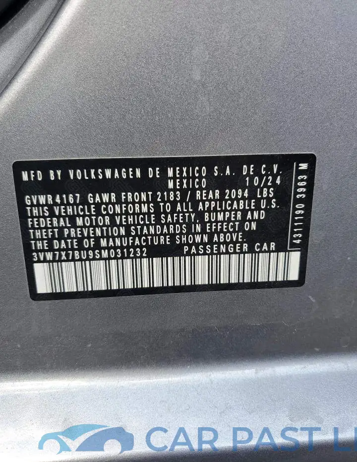 3VW7X7BU9SM031232# 12