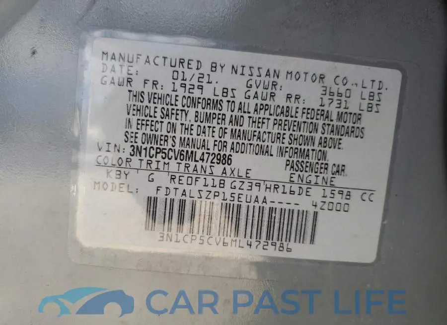 3N1CP5CV6ML472986# 12