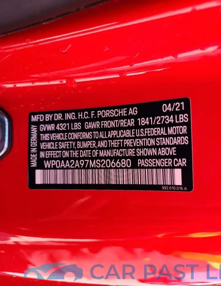WP0AA2A97MS206680# 12