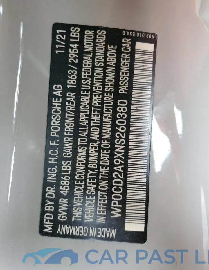 WP0CD2A9XNS260380# 13
