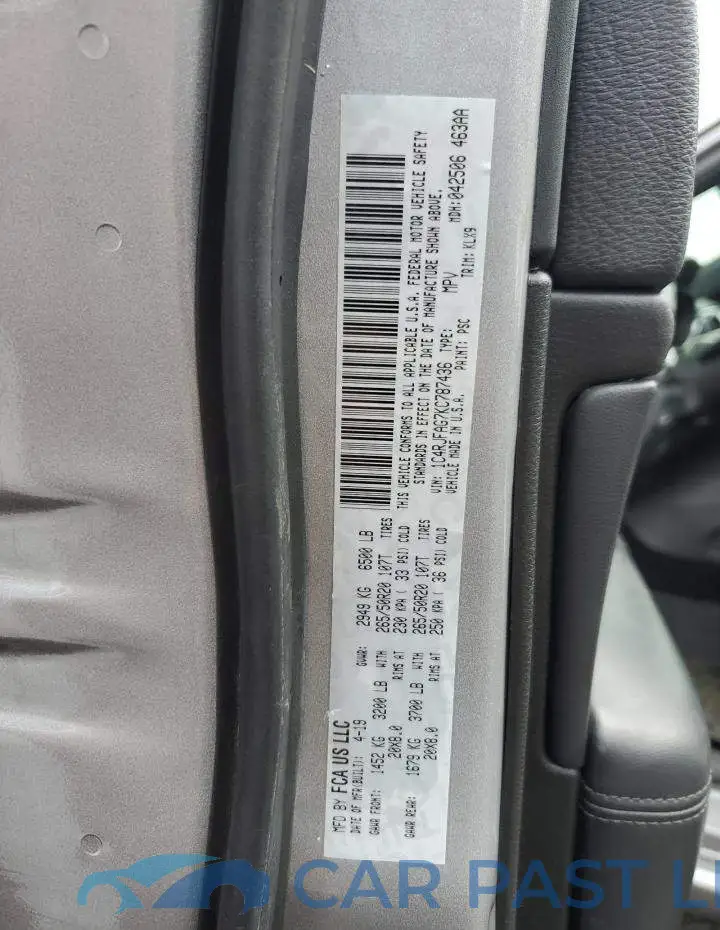 1C4RJFAG7KC787436# 13