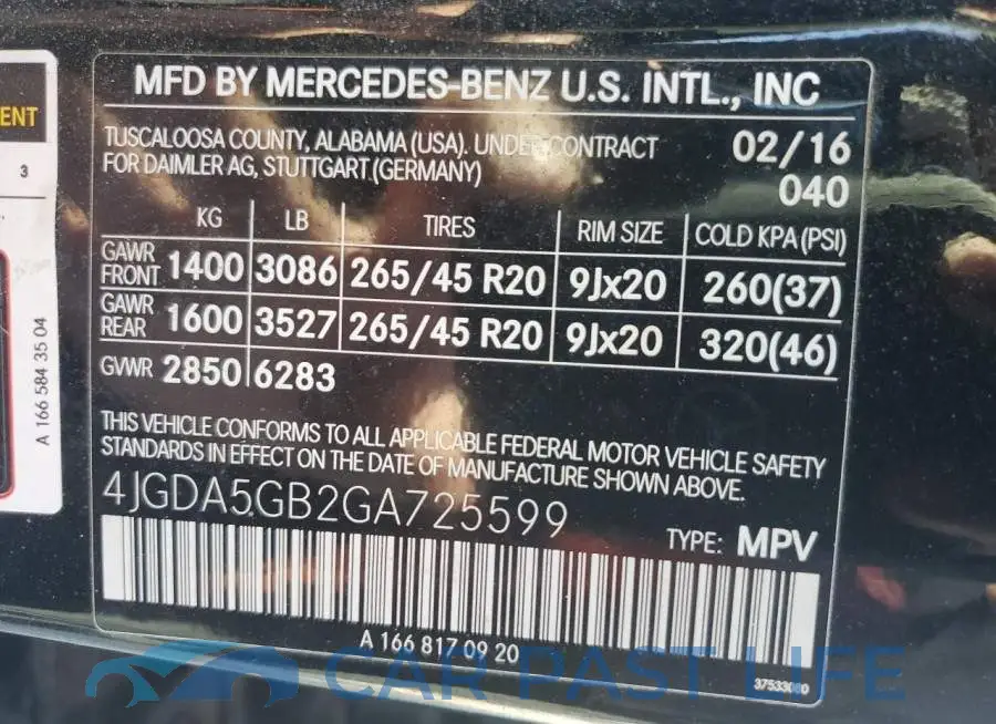 4JGDA5GB2GA725599# 13