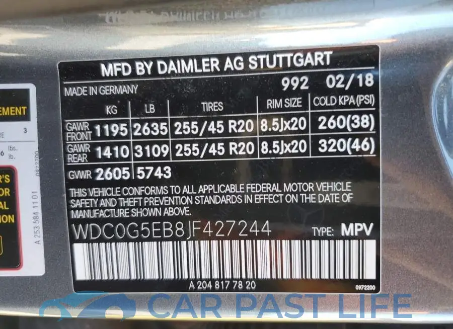 WDC0G5EB8JF427244# 13