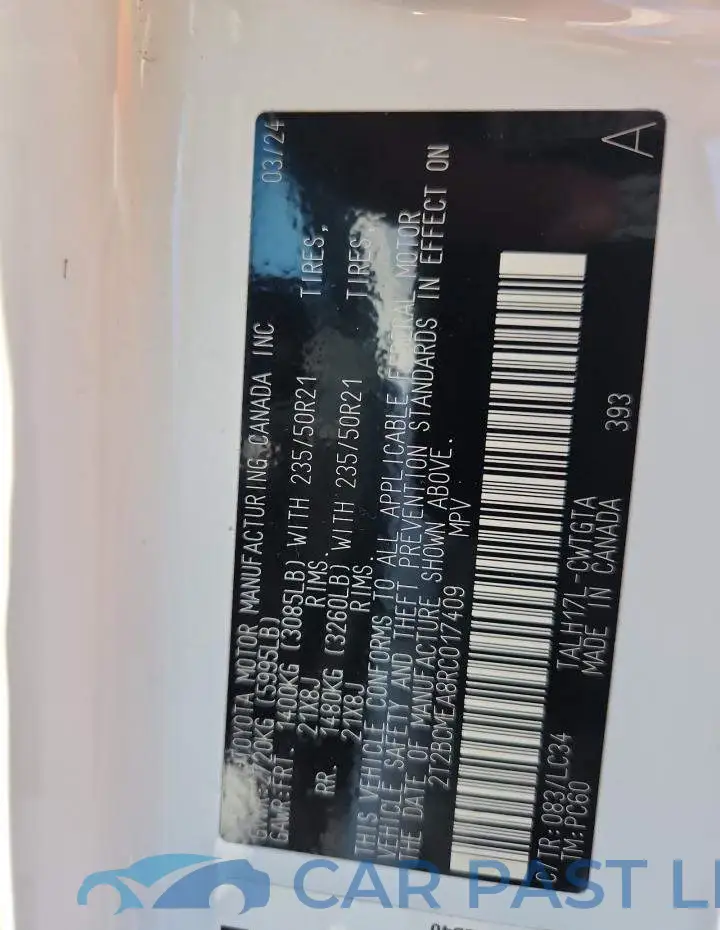 2T2BCMEA8RC017409# 13