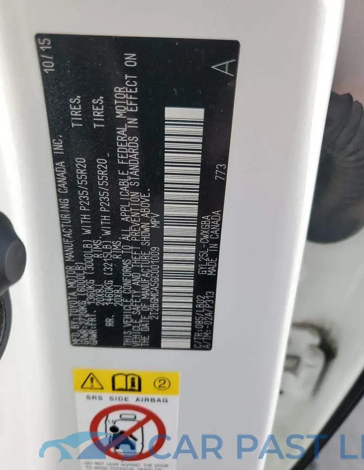 2T2BGMCA5GC001009# 13
