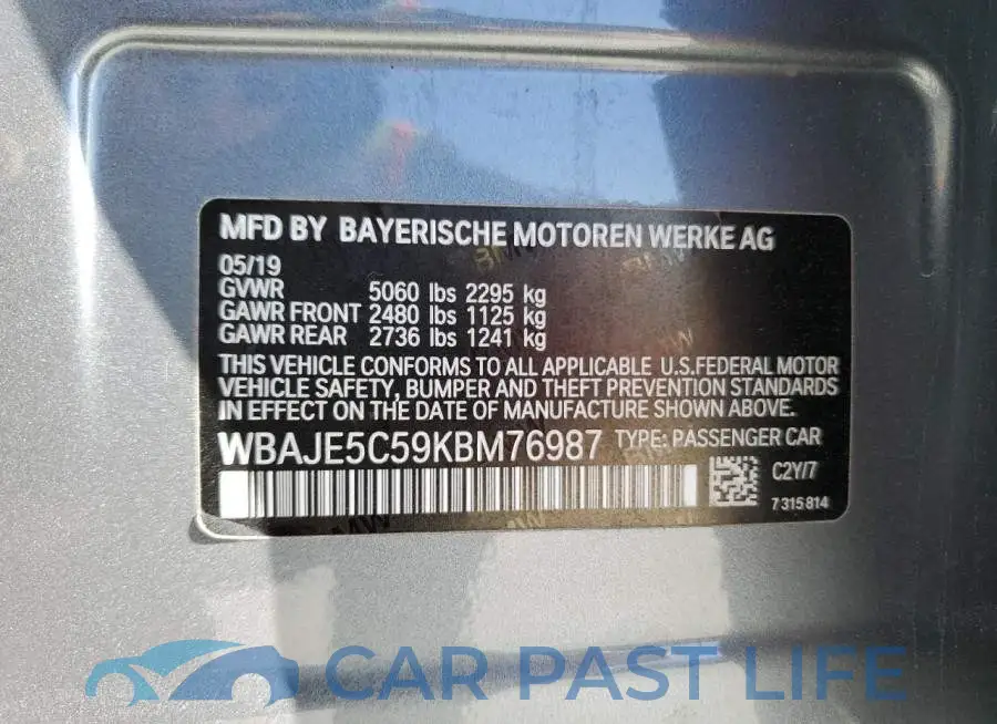 WBAJE5C59KBM76987# 13