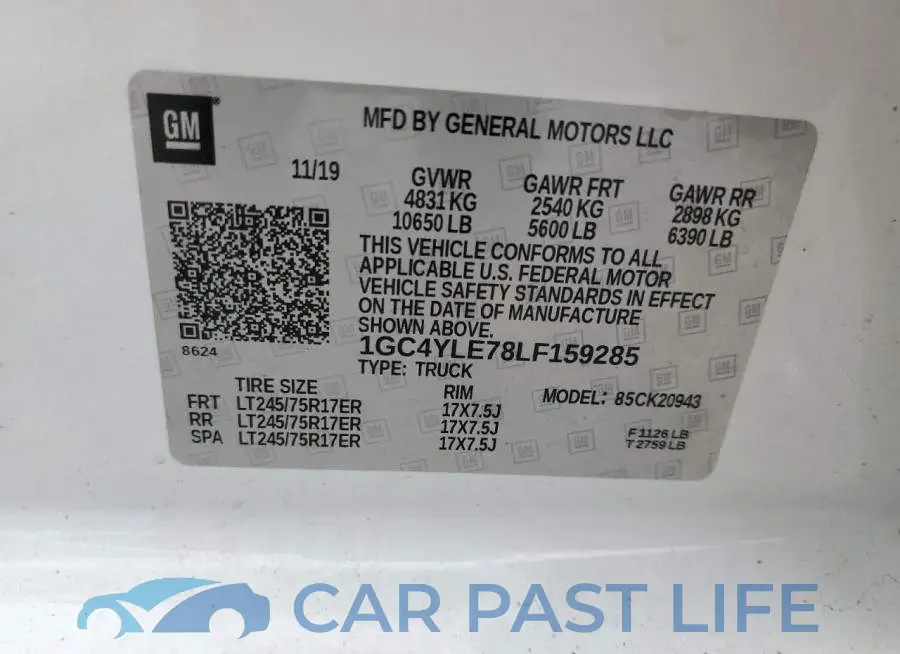 1GC4YLE78LF159285# 12