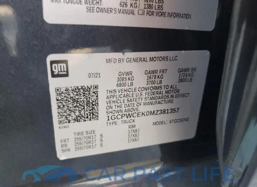 1GCPWCEK0MZ381357# 12