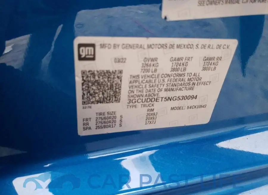 3GCUDDET5NG530094# 12