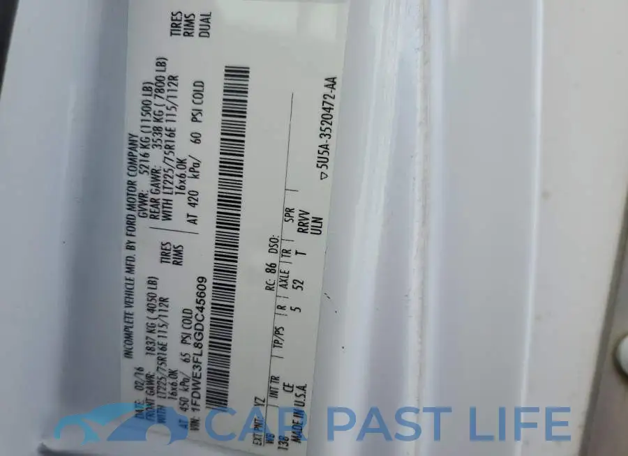 1FDWE3FL8GDC45609# 13