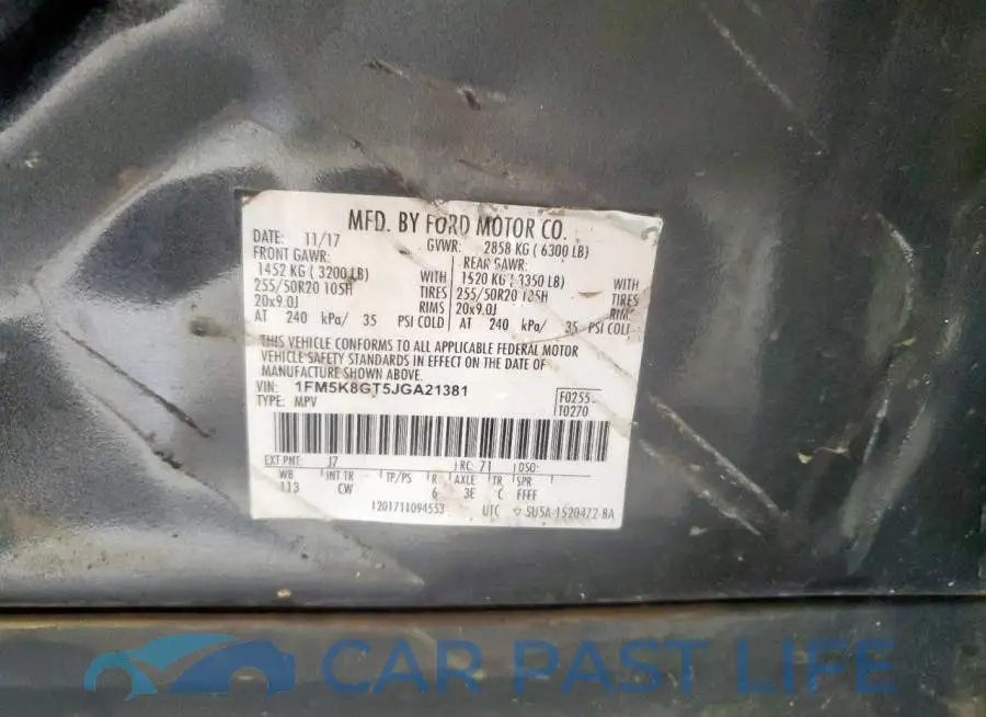 1FM5K8GT5JGA21381# 13