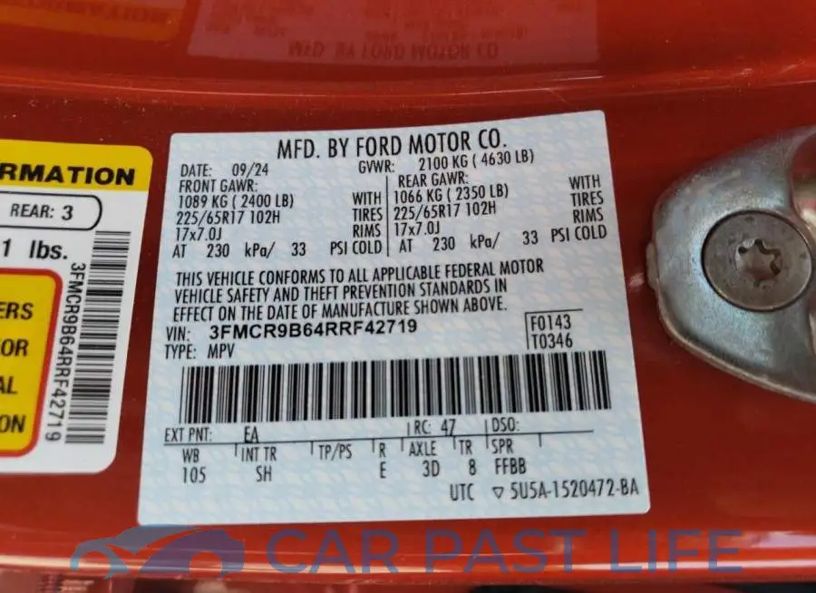 3FMCR9B64RRF42719# 12