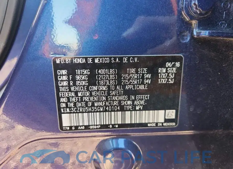 3CZRU5H35GM740104# 13