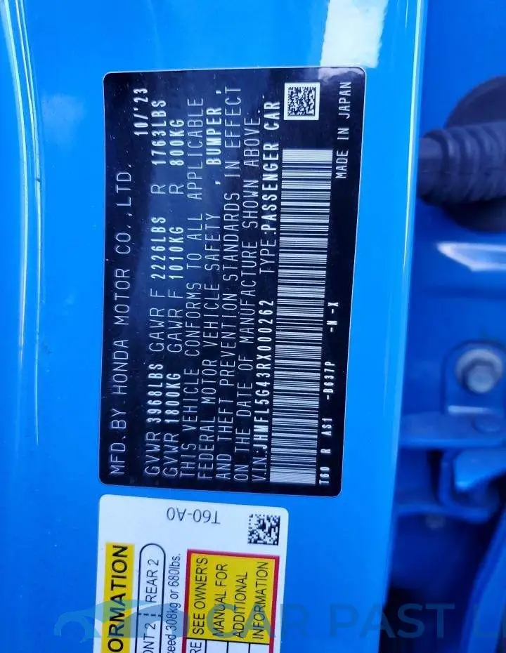JHMFL5G43RX000262# 12