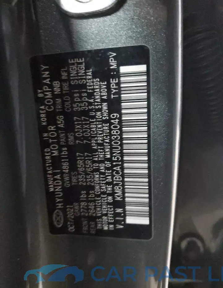 KM8JBCA15NU038049# 13