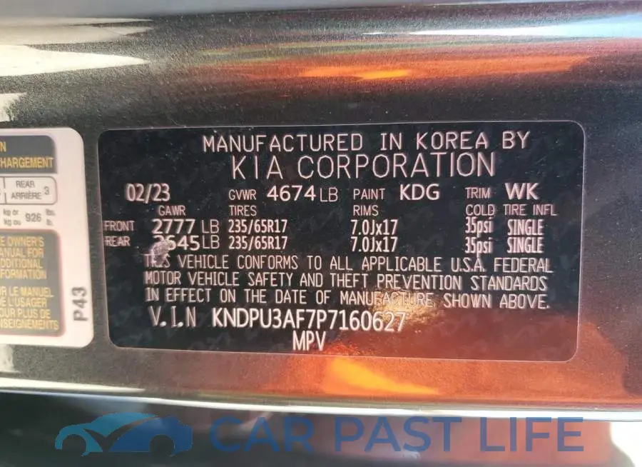 KNDPU3AF7P7160627# 13
