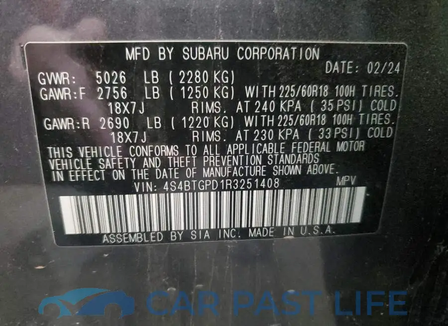4S4BTGPD1R3251408# 13