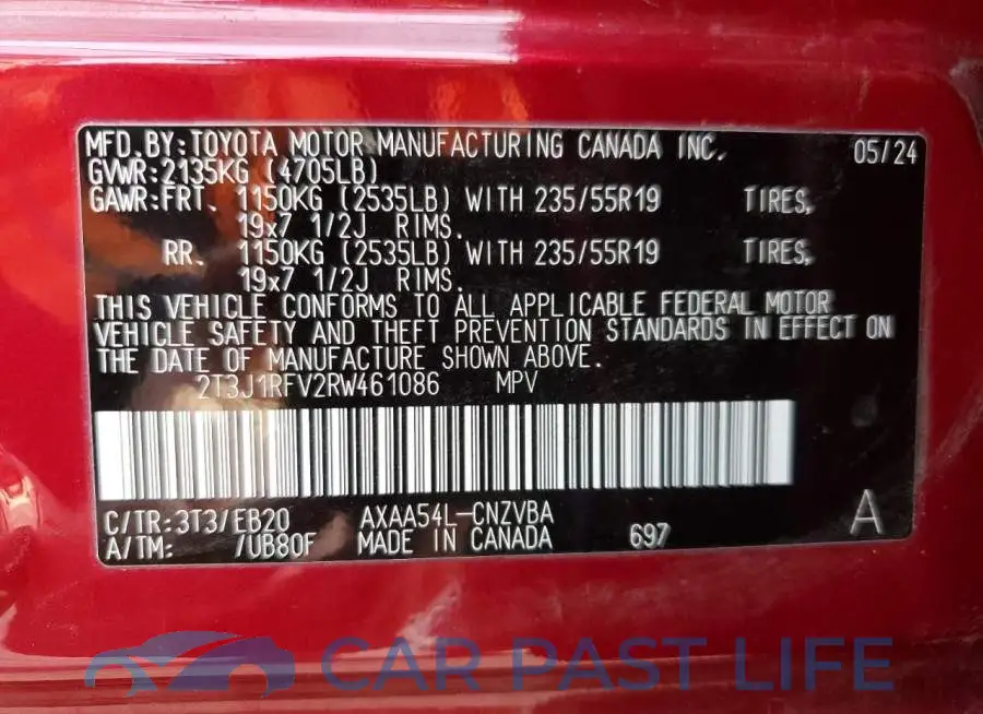 2T3J1RFV2RW461086# 14
