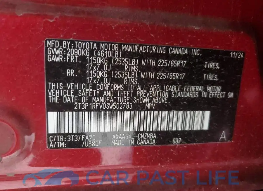 2T3P1RFV0SW502783# 12