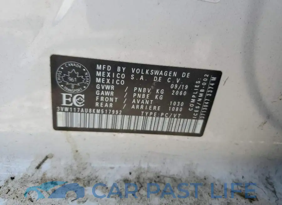 3VW117AU8KM517992# 12