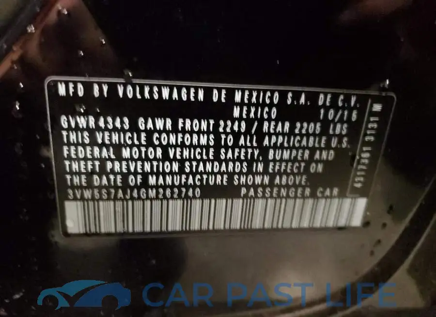 3VW5S7AJ4GM262740# 12