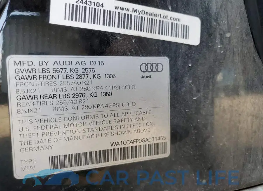 WA1CCAFP0GA031455# 12