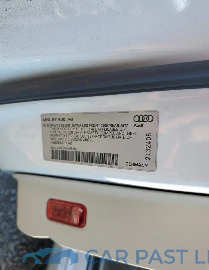 WAUL2BF21NN058931# 12
