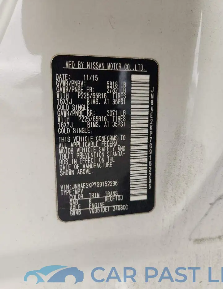 JN8AE2KP7G9152296# 12