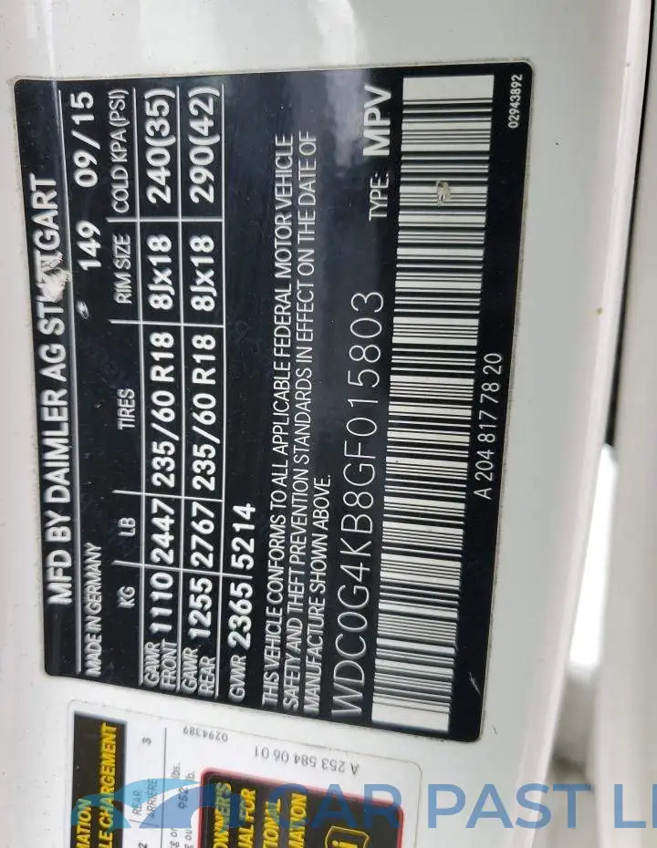 WDC0G4KB8GF015803# 12