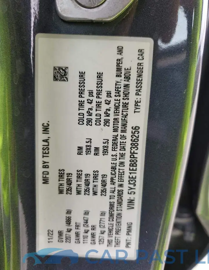 5YJ3E1EB8PF386256# 12
