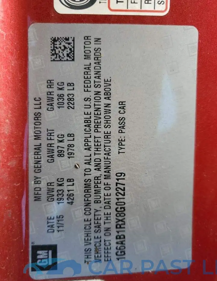 1G6AB1RX8G0122719# 12