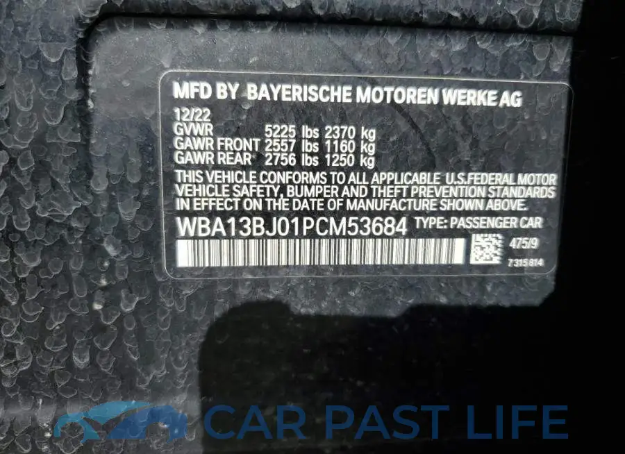 WBA13BJ01PCM53684# 12