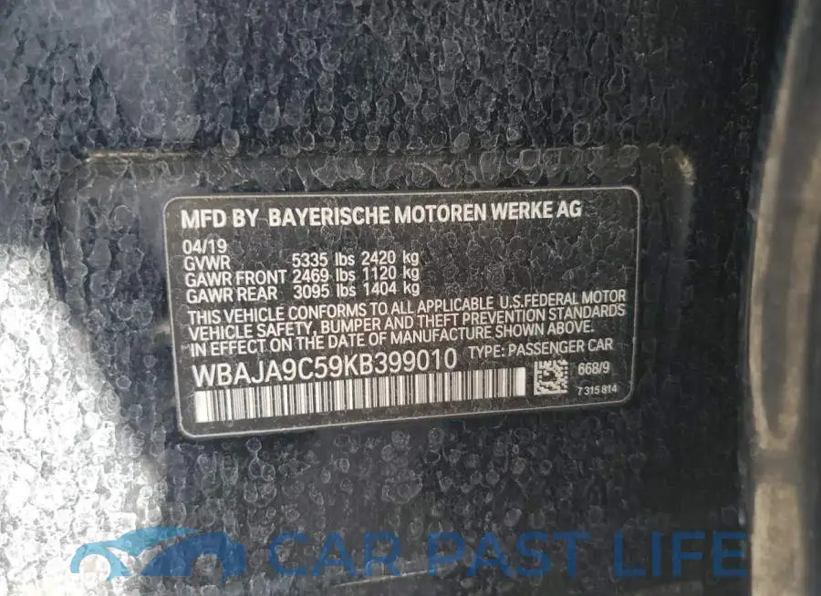 WBAJA9C59KB399010# 12