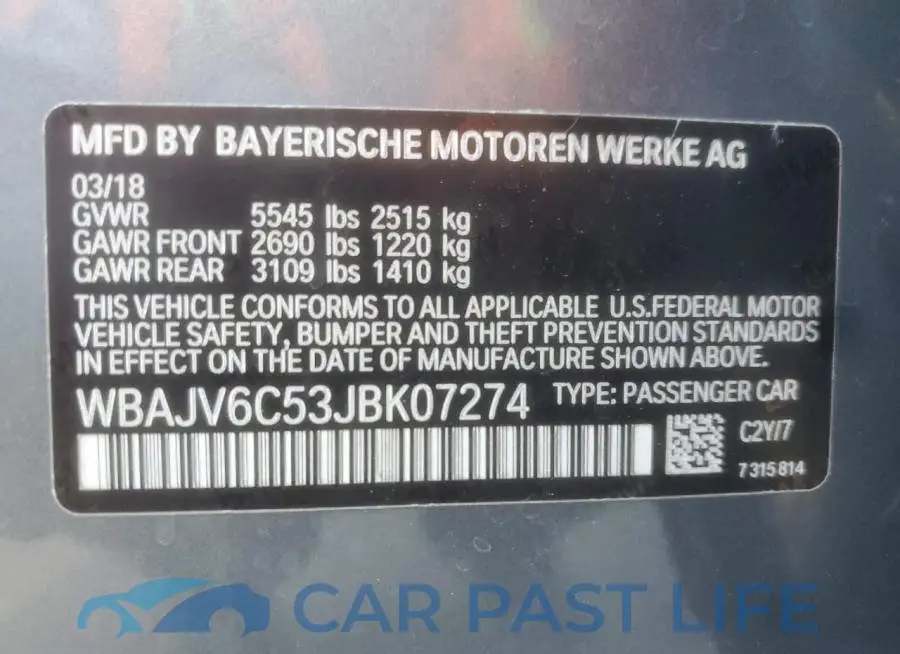 WBAJV6C53JBK07274# 12
