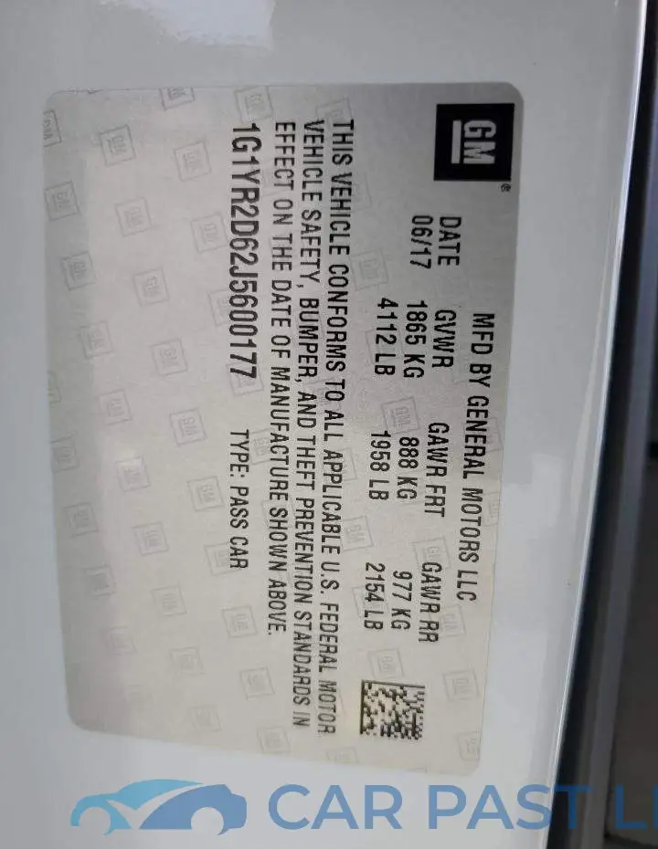 1G1YR2D62J5600177# 12